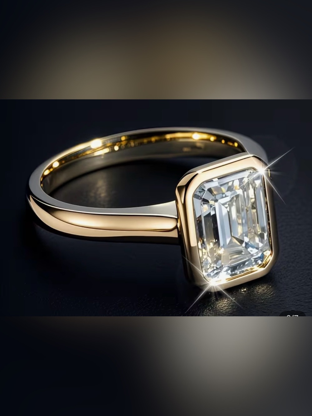 MOISSANITE 18K Gold Emerald-Cut 3 Carat Stone Ring